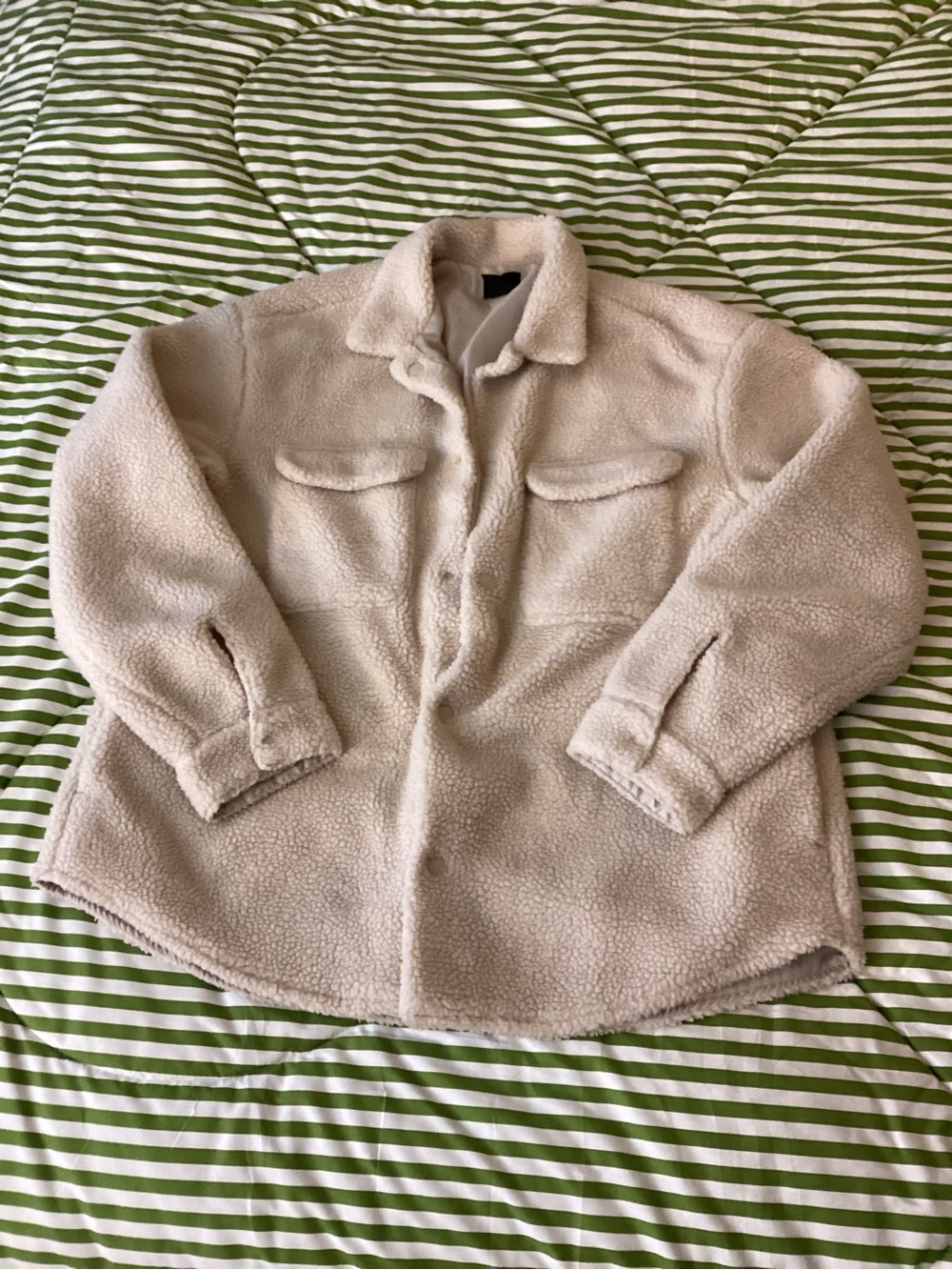 H&M Cream Sherpa Shacket Jacket